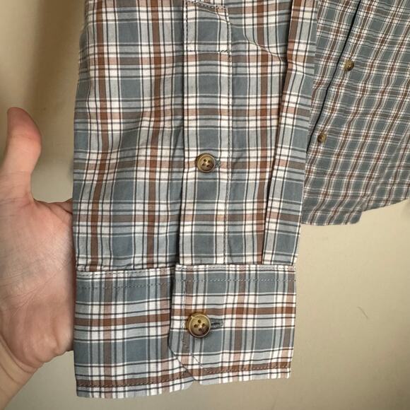 Alesbury Long Sleeves Button Up Lei Shirt in Grey Blue Plaid Size Medium - Picture 4 of 9